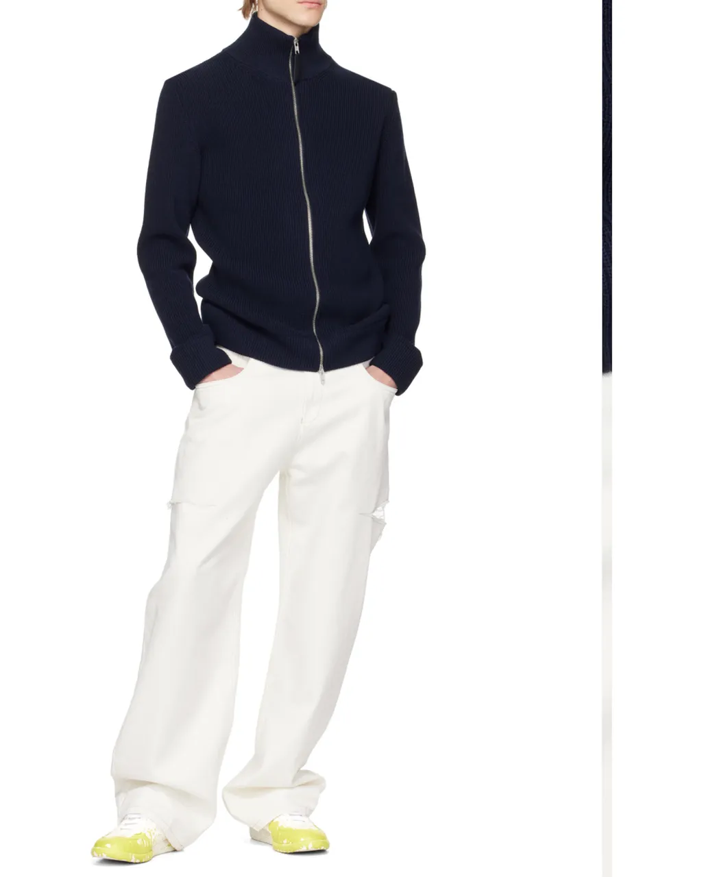 Long-Sleeved Zipped Knitted Cardigan
