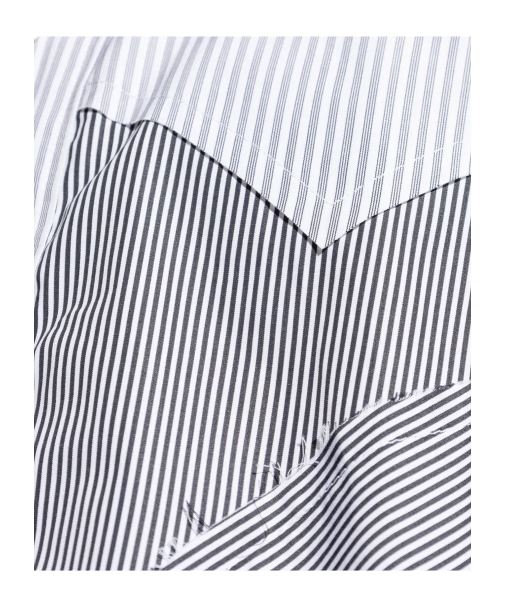 Panelled Striped Button-Up Shirt