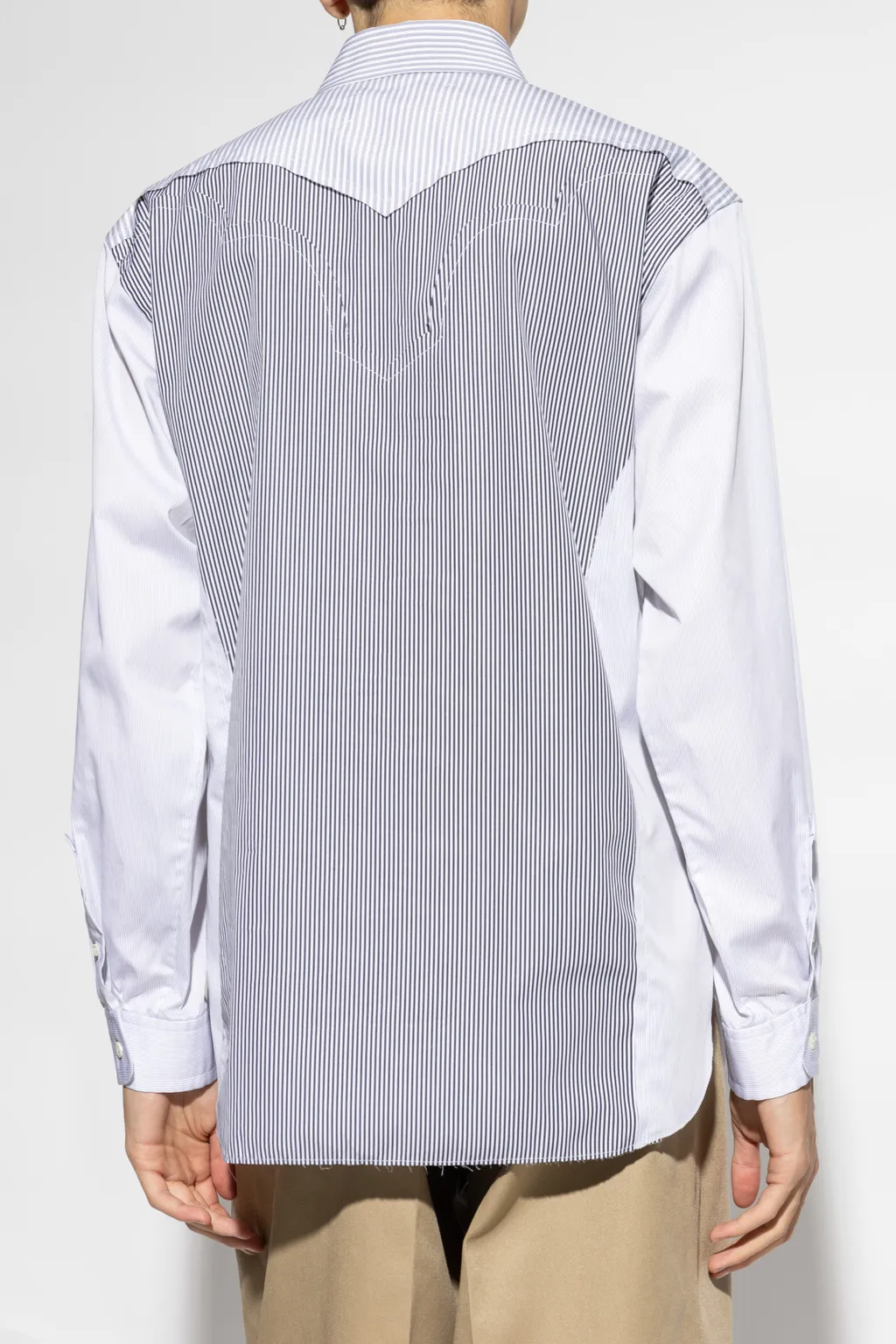 Panelled Striped Button-Up Shirt
