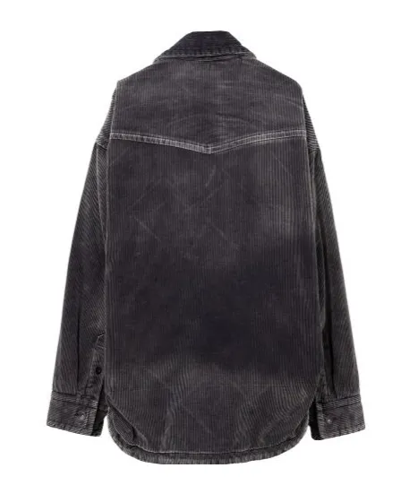 Distressed Corduroy Puffer Shirt