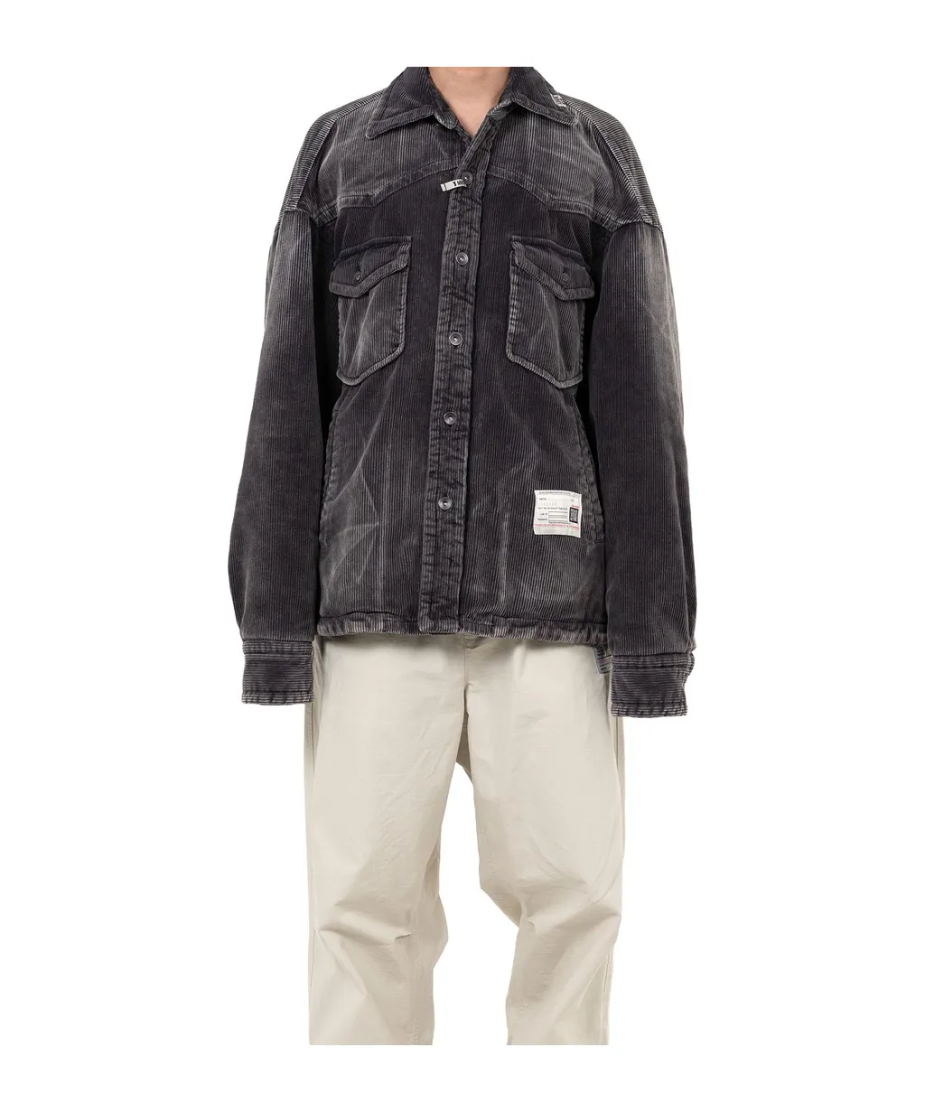 Distressed Corduroy Puffer Shirt