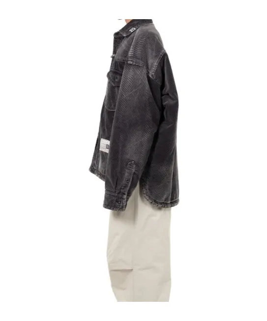 Distressed Corduroy Puffer Shirt