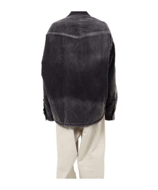 Distressed Corduroy Puffer Shirt