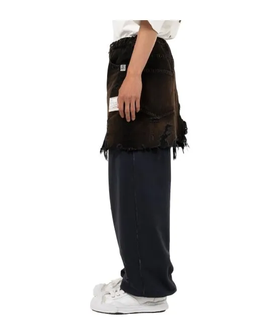 Distressed Elasticated Waistband Trouser-Skirt
