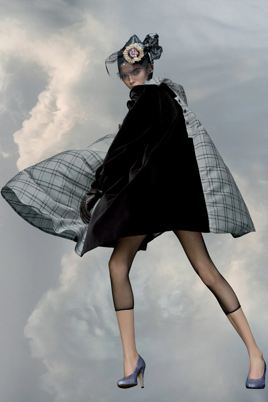 Spliced Silk Poplin Dress