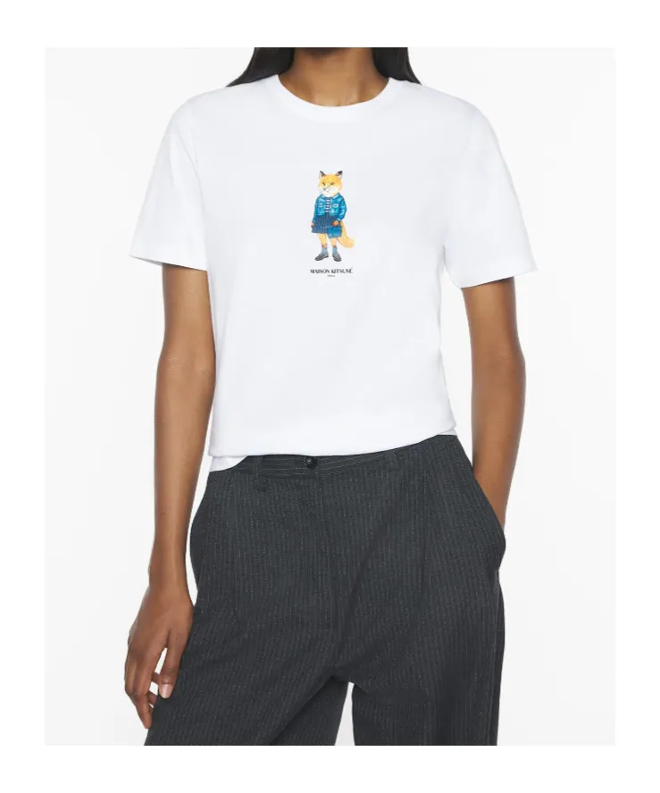 Dressed Fox Print Cotton T-Shirt