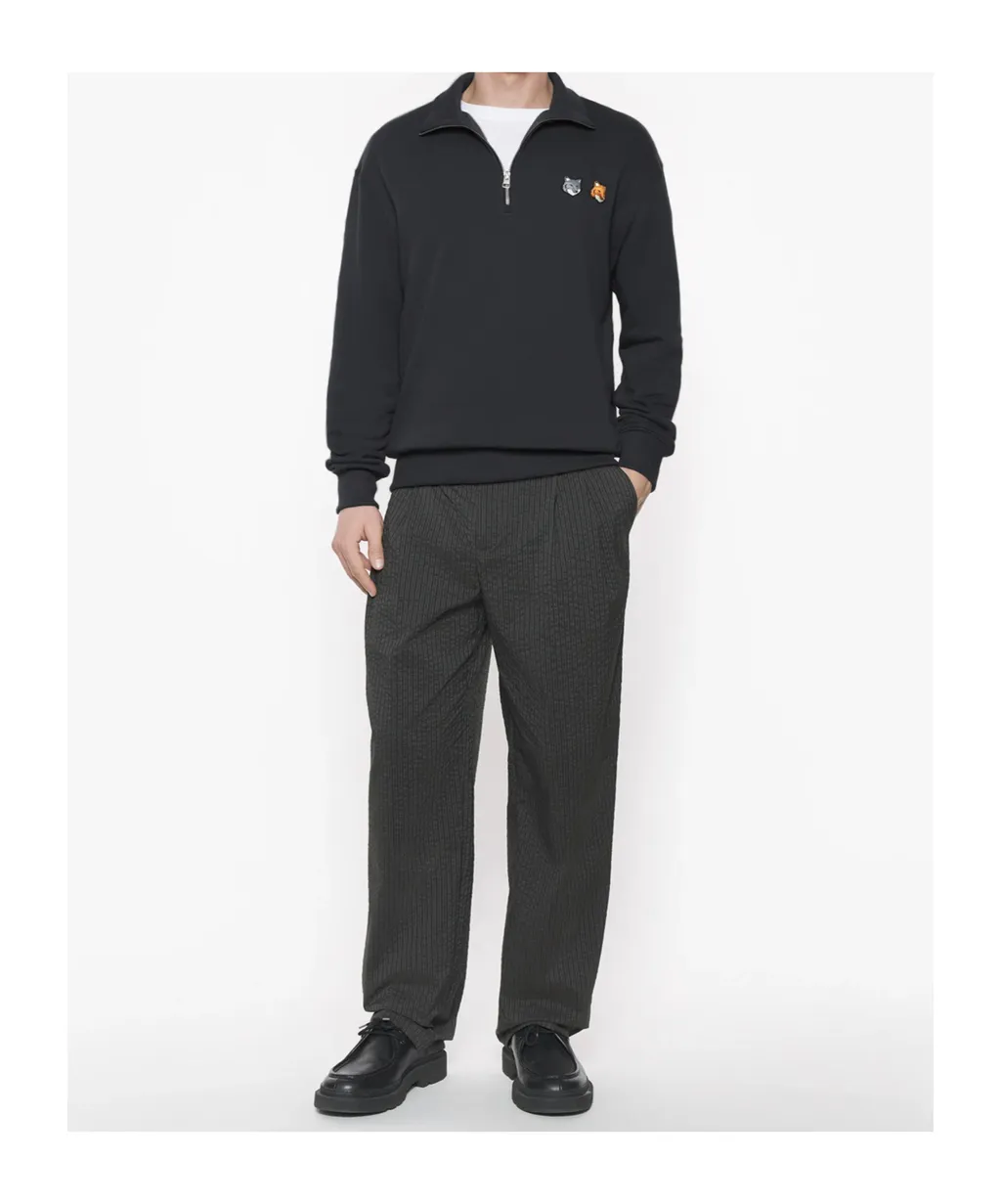 Double Bold Fox Head Half Zip Comfort Sweatshirt