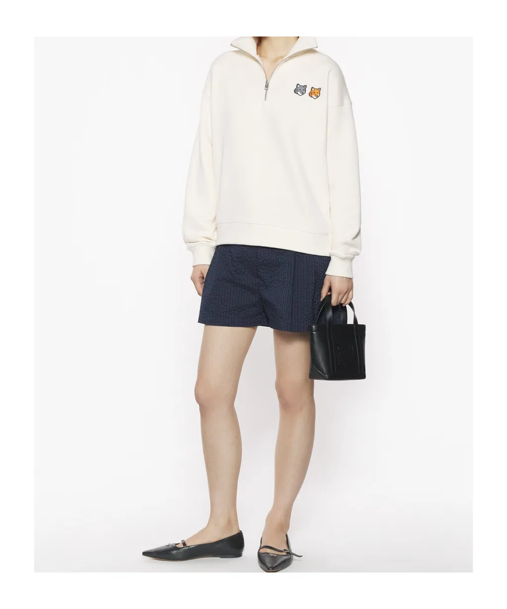 Double Bold Fox Head Half Zip Comfort Sweatshirt