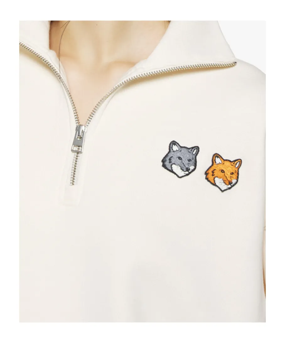 Double Bold Fox Head Half Zip Comfort Sweatshirt