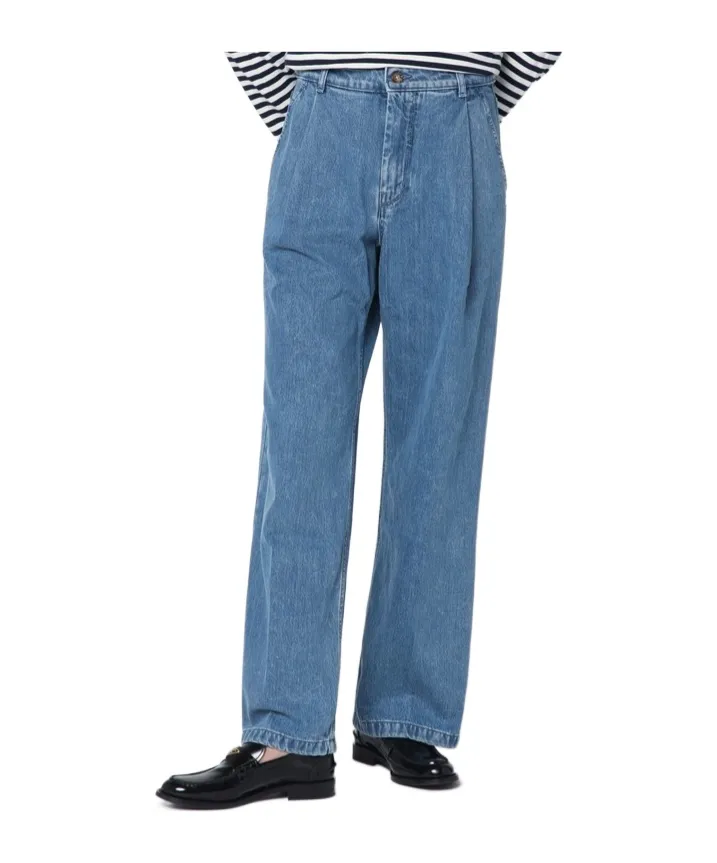 Pleated Denim Pants