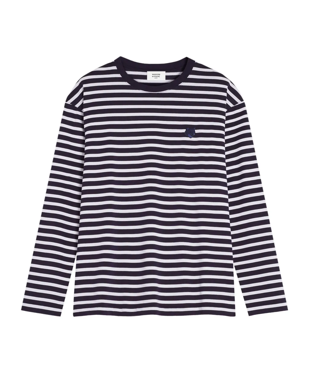 Bold Fox Head Patch Striped T-Shirt