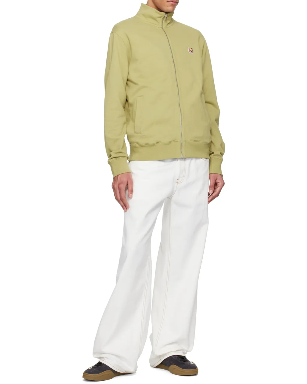 Fox Head-Patch Zip-Up Cardigan