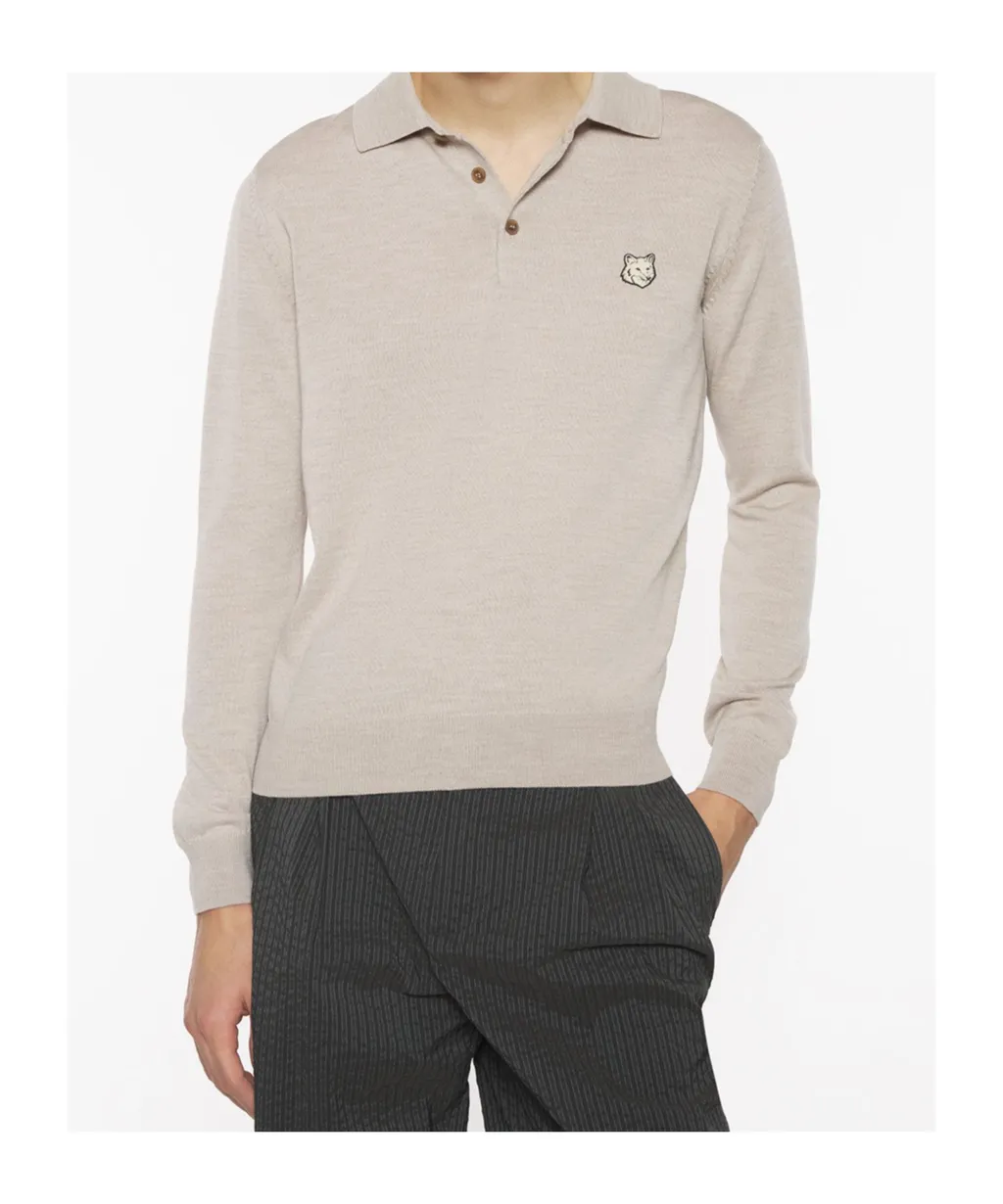 Fox Head Patch Fine-Knit Polo Shirt