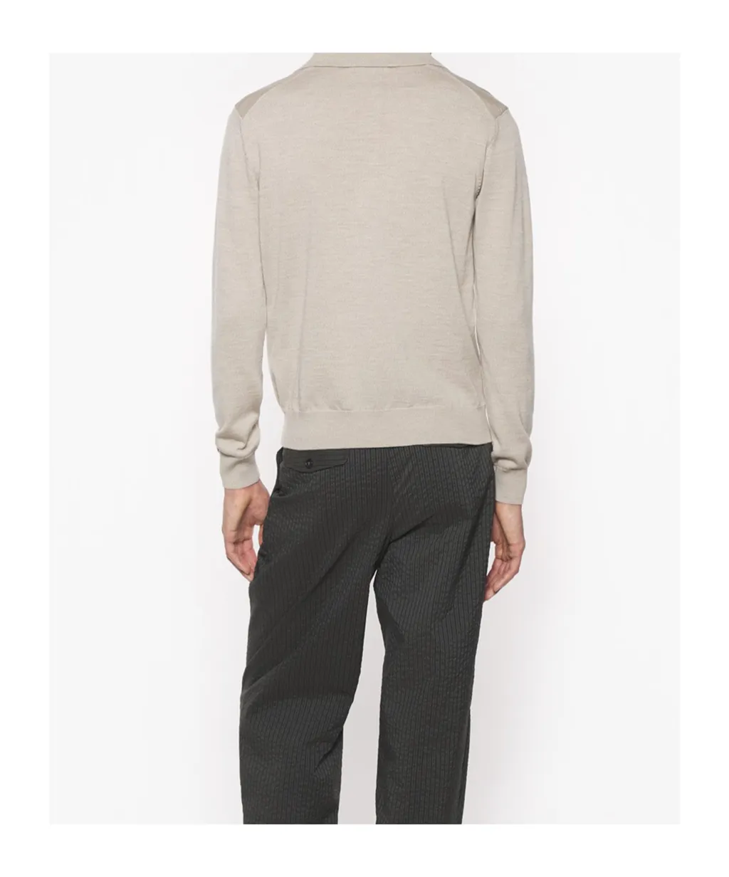 Fox Head Patch Fine-Knit Polo Shirt