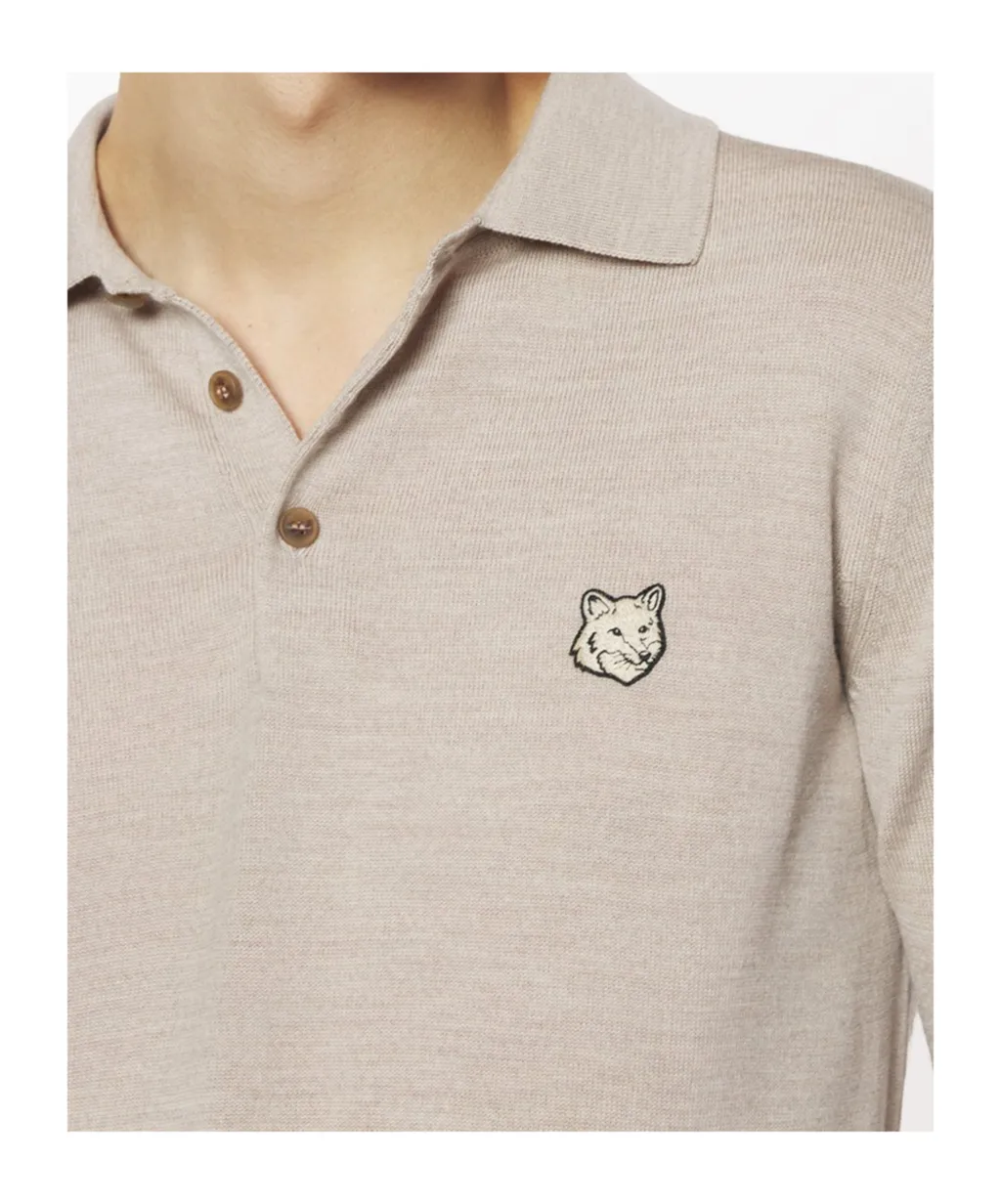 Fox Head Patch Fine-Knit Polo Shirt