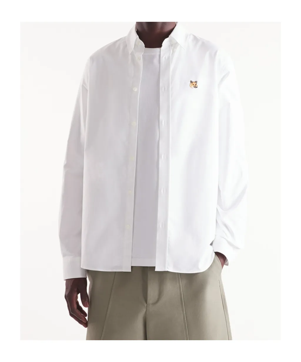 Fox Head Embroidered Long-Sleeved Shirt