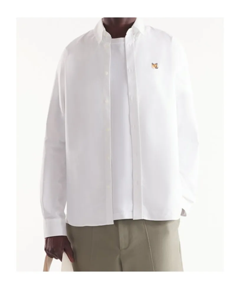 Fox Head Embroidered Long-Sleeved Shirt