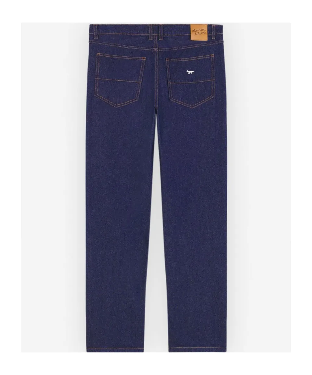 Logo Embroidered Straight Denim Jeans