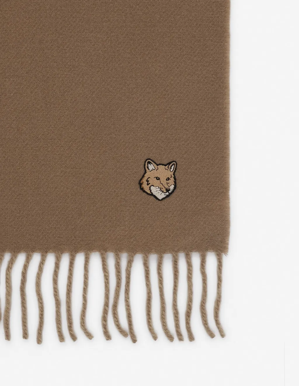 Bold Fox Head Patch Fringed Scarf