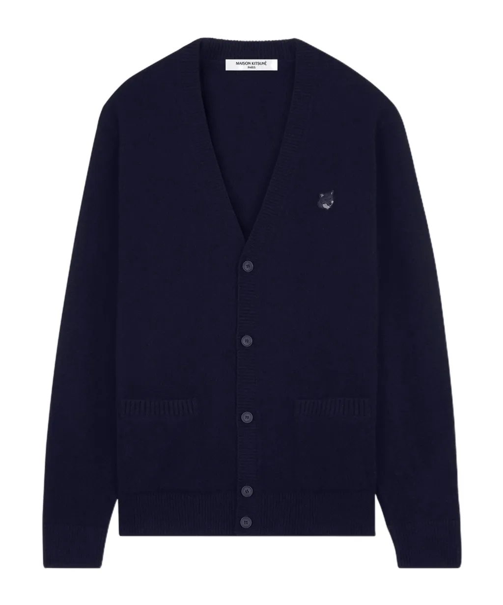 Bold Fox Head-Patch Knit Cardigan