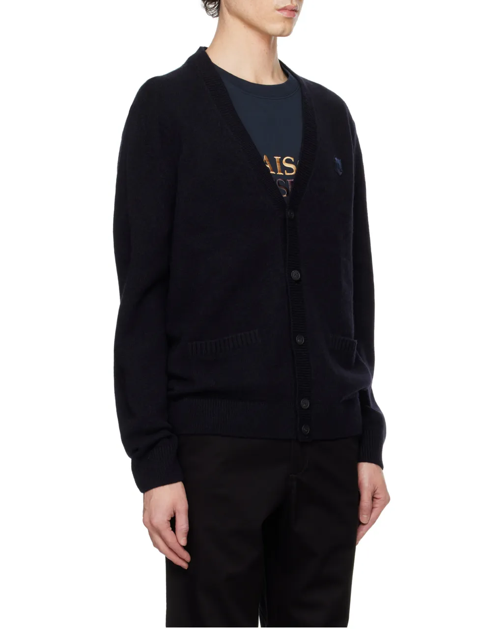 Bold Fox Head-Patch Knit Cardigan