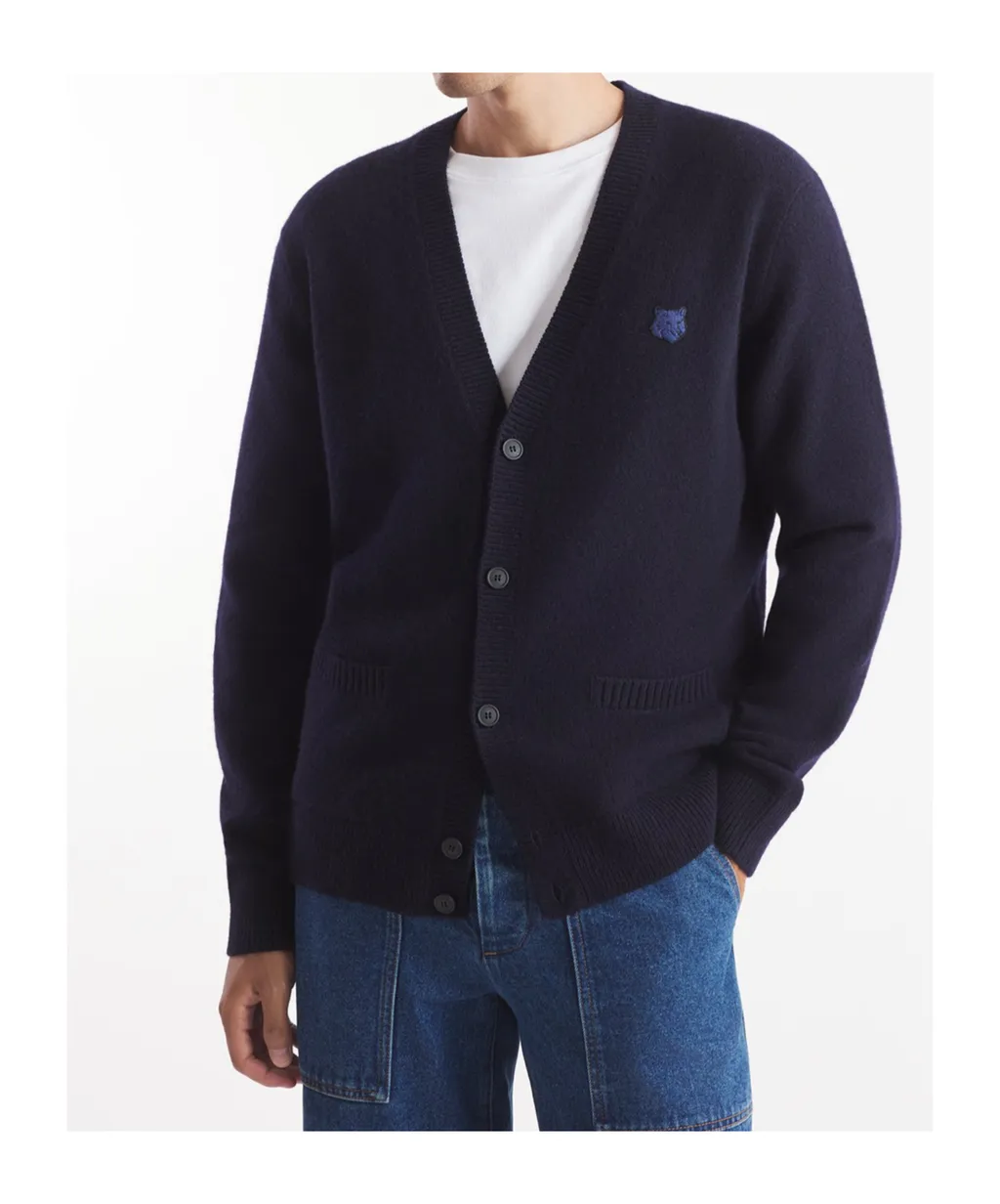 Bold Fox Head-Patch Knit Cardigan