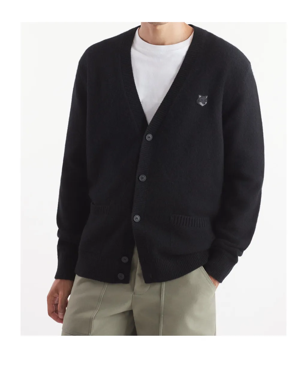 Bold Fox Head-Patch Button-Up Cardigan