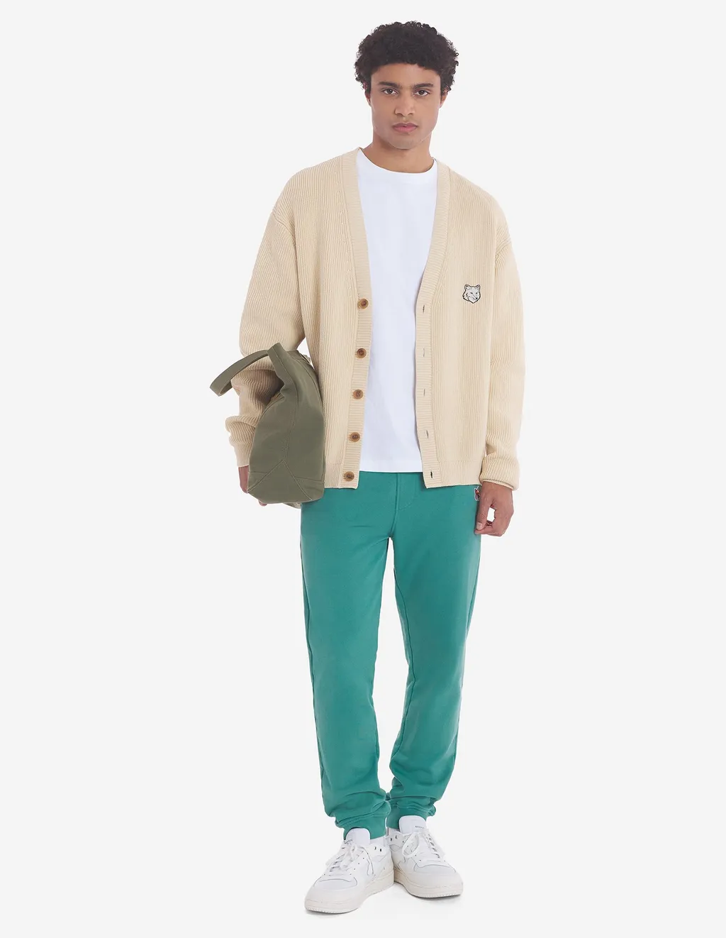 Fox Head Patch Elastic Waist Jogging Pants