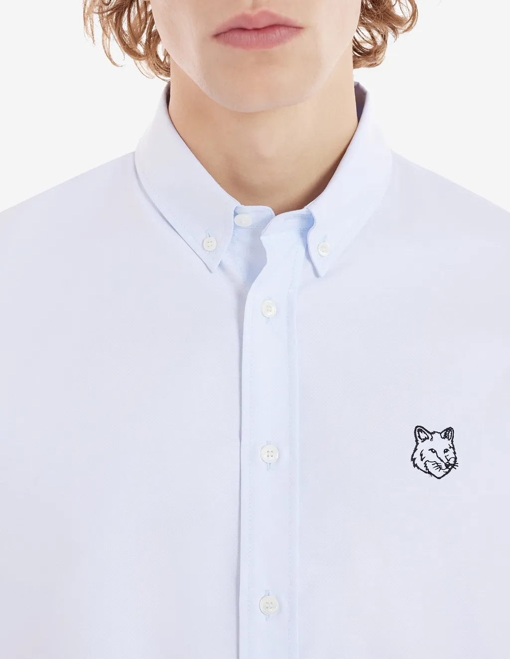 Fox Head Embroidered Long Sleeved Shirt
