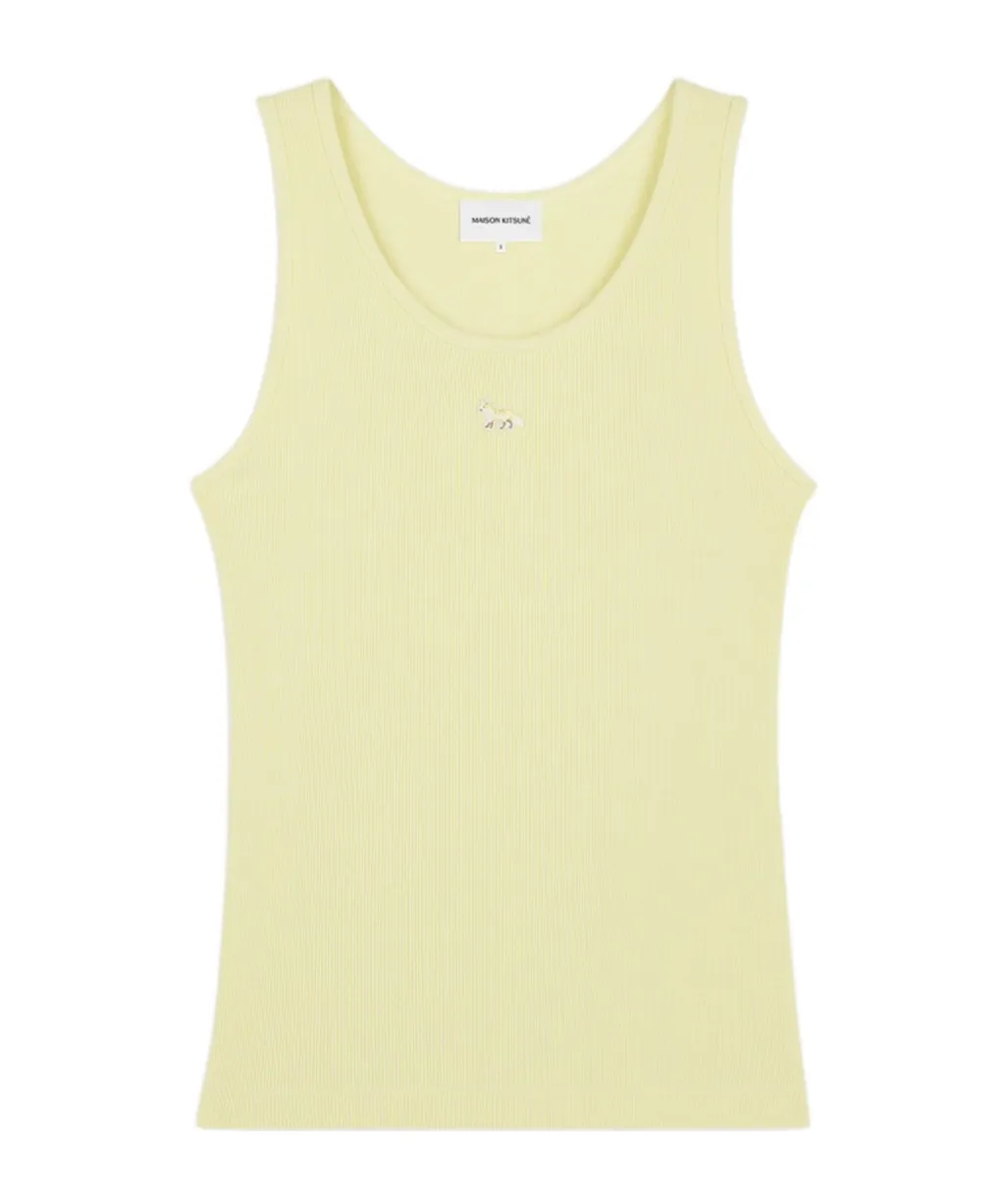 Fox Motif Sleeveless Ribbed Tank Top