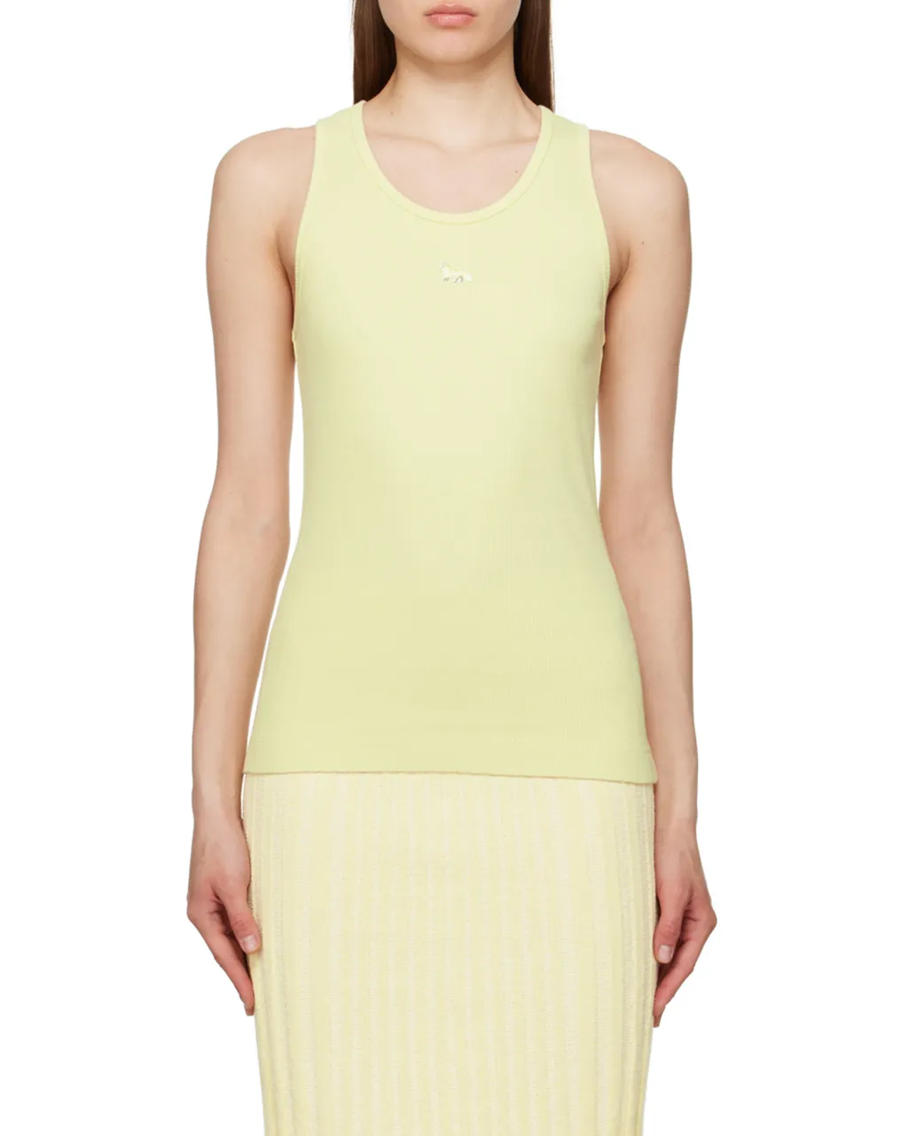 Fox Motif Sleeveless Ribbed Tank Top