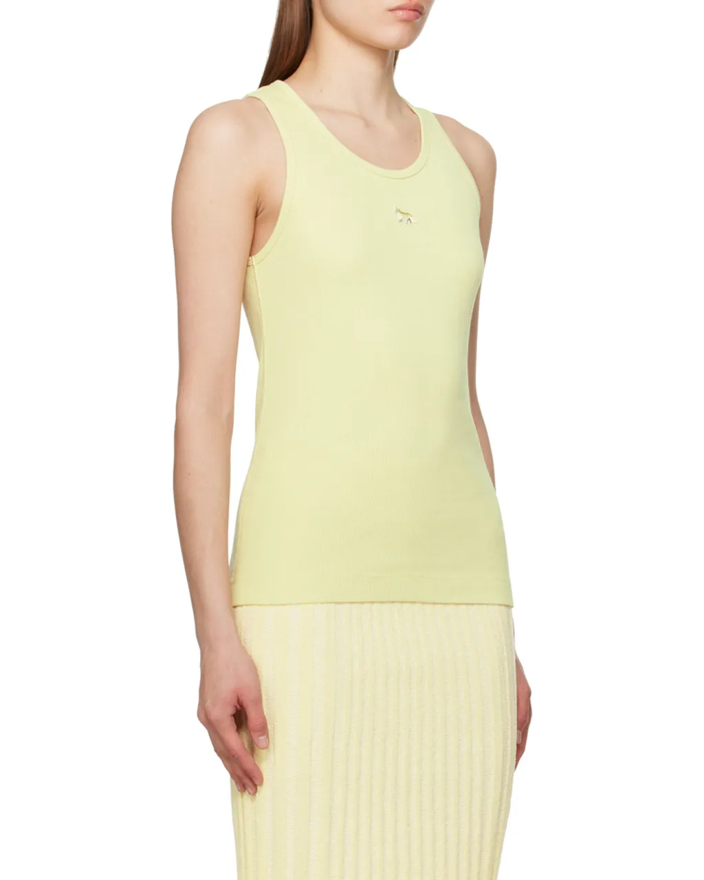 Fox Motif Sleeveless Ribbed Tank Top