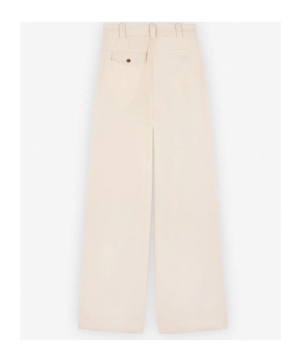 Logo Embroidered Wide-Leg Trousers