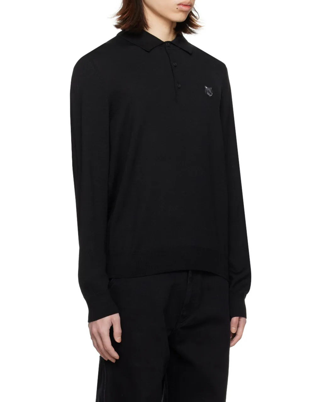 Fox Head Patch Fine-Knit Polo Shirt