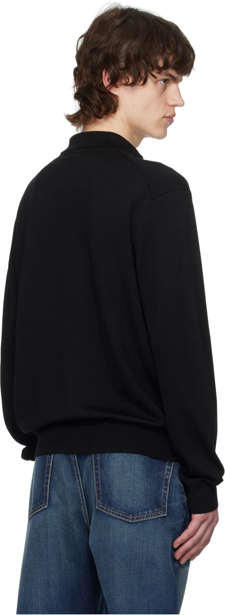 Fox Head Patch Fine-Knit Polo Shirt
