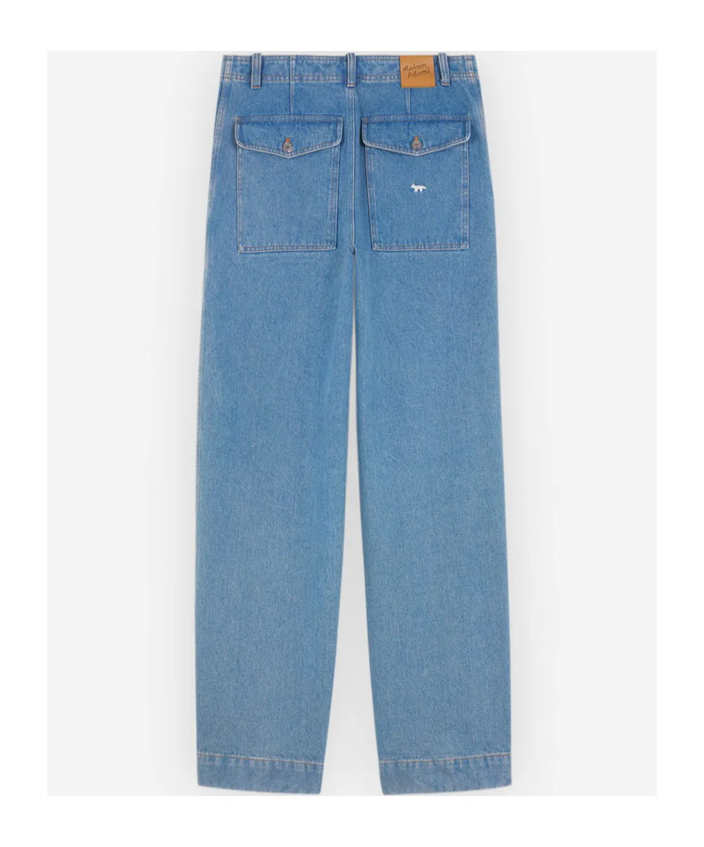Fox Embroidered Wide-Leg Jeans