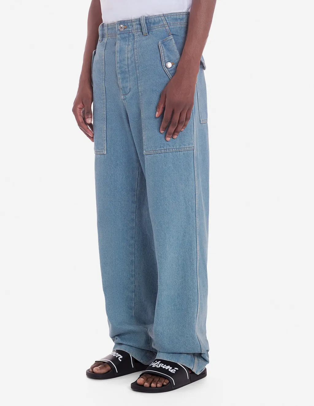 Fox Embroidered Wide-Leg Jeans