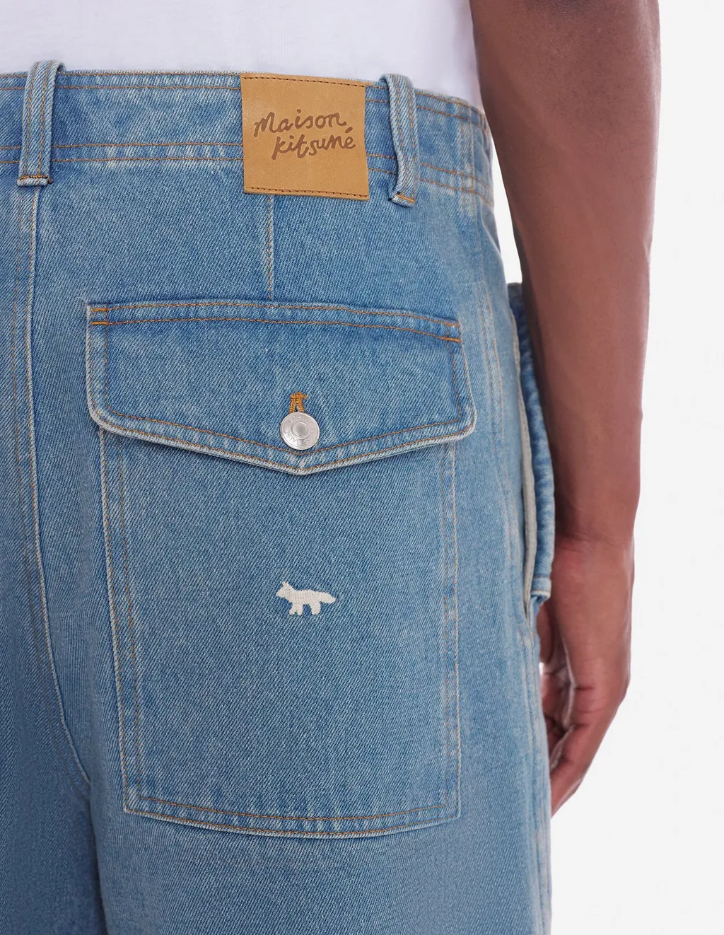 Fox Embroidered Wide-Leg Jeans