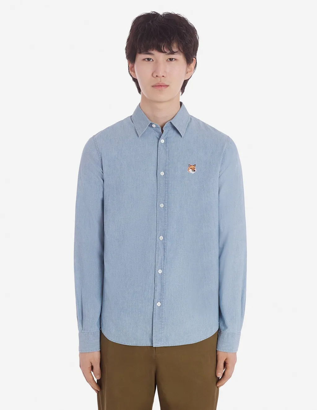 Fox Head Patch Denim Shirt