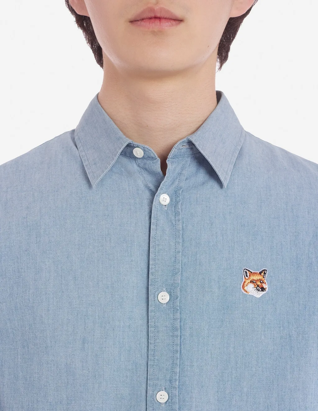 Fox Head Patch Denim Shirt