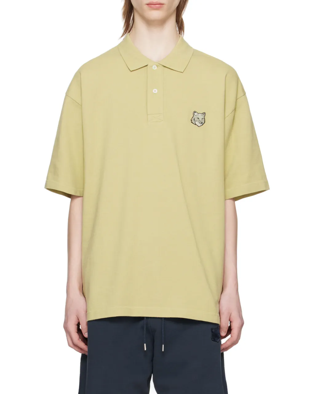 Bold Fox Head Patch Oversized Polo Shirt
