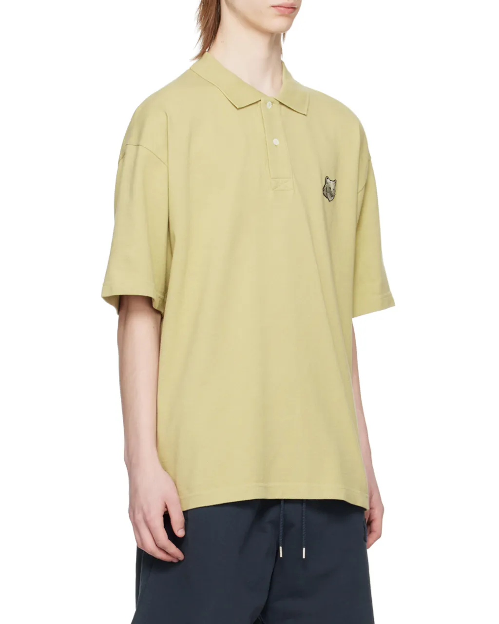 Bold Fox Head Patch Oversized Polo Shirt