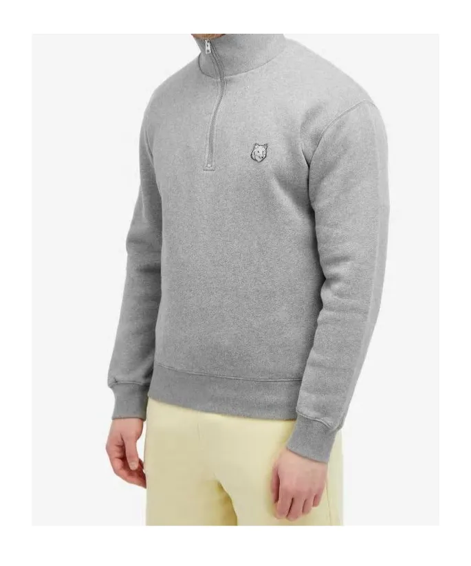 Bold Fox Head Patch Half Zip Sweatshirt
