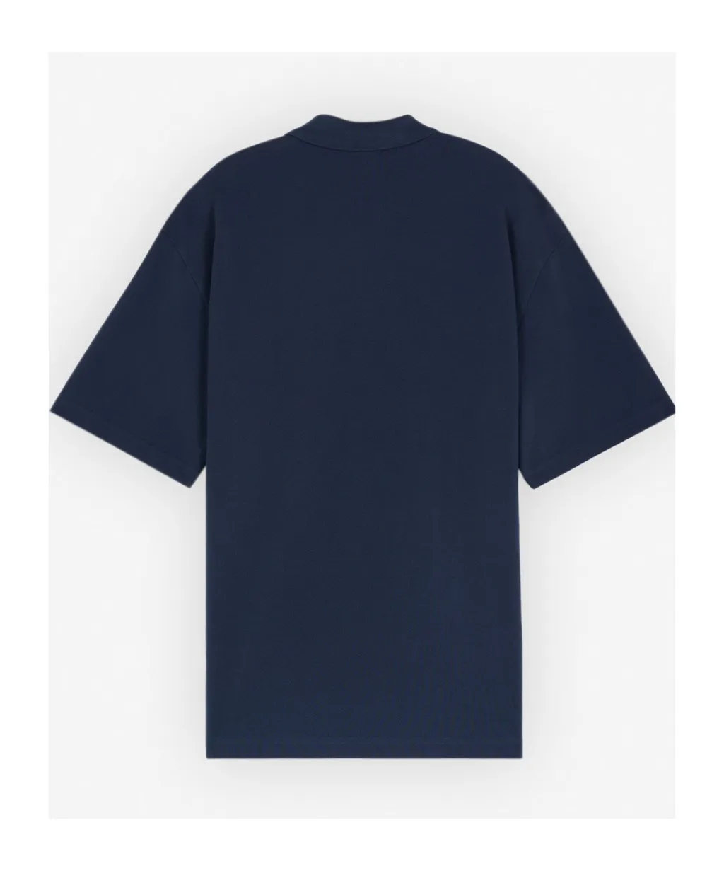 Bold Fox Head Patch Oversized Polo Shirt