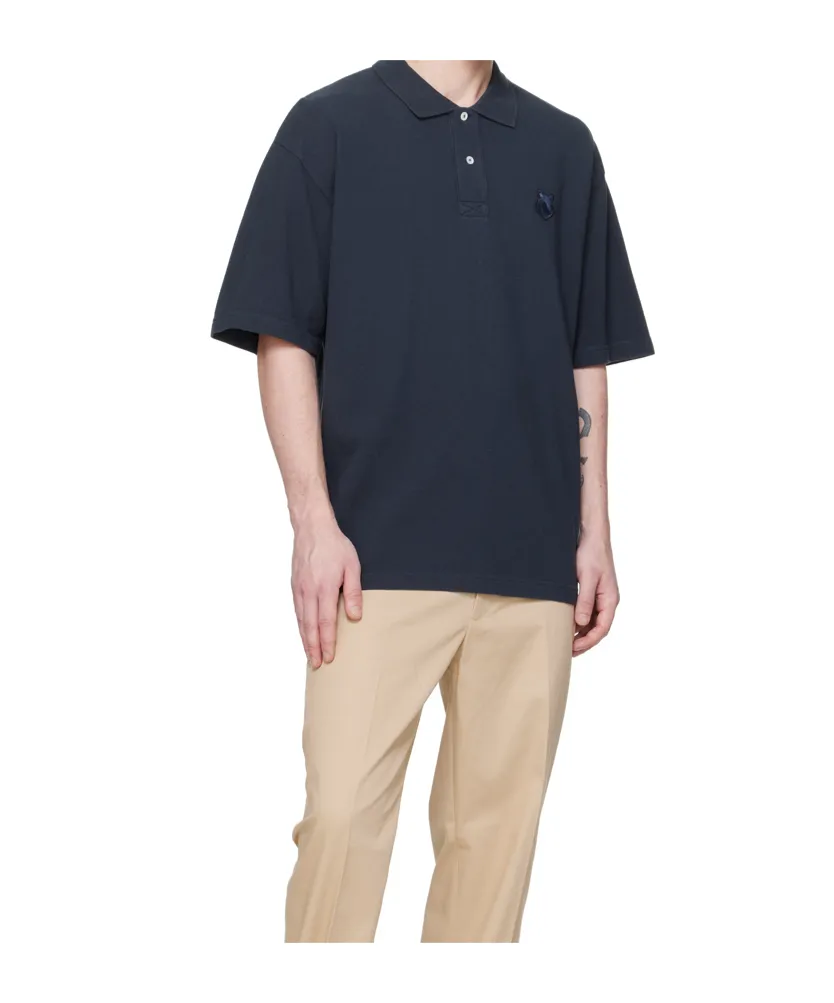 Bold Fox Head Patch Oversized Polo Shirt