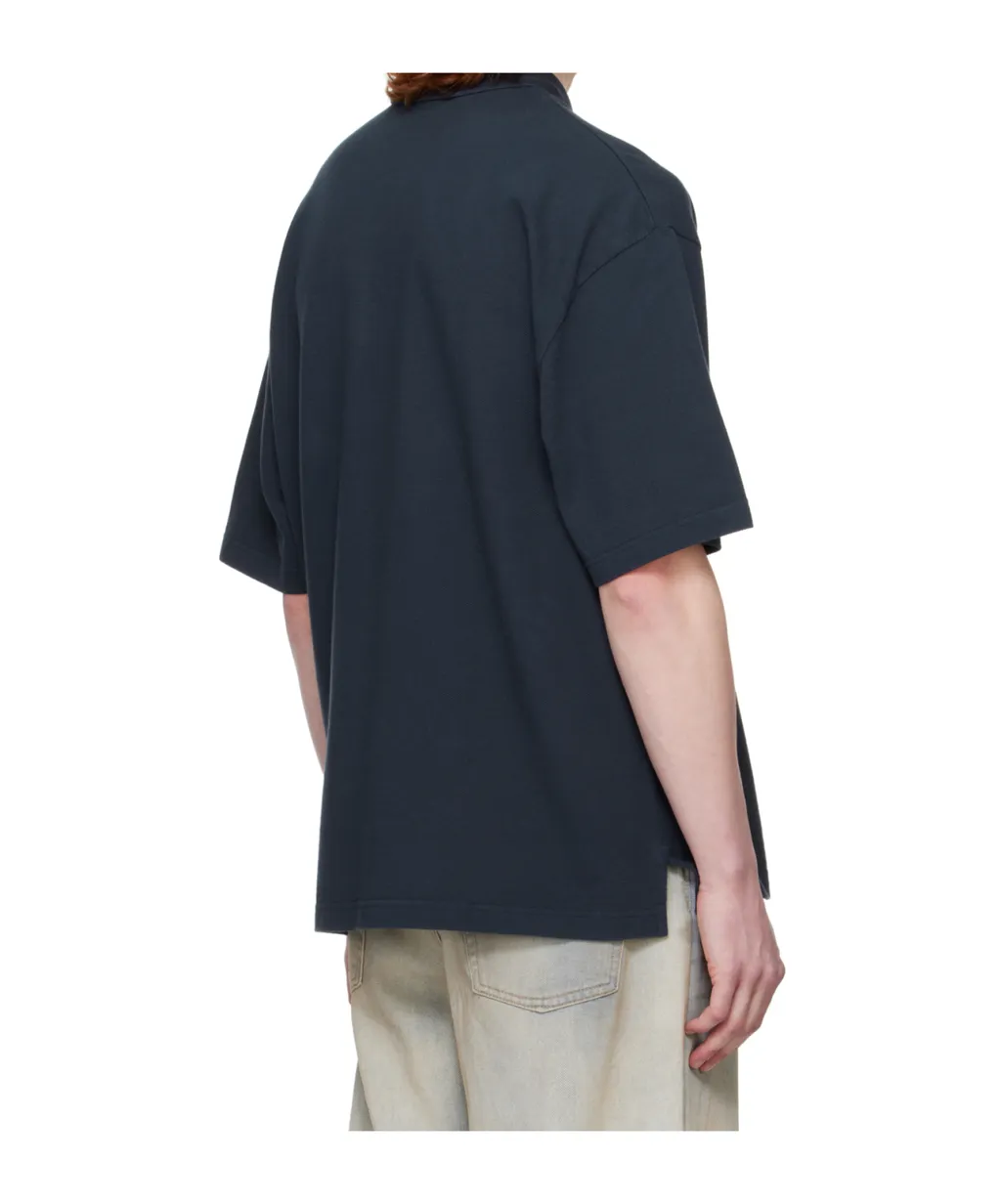 Bold Fox Head Patch Oversized Polo Shirt
