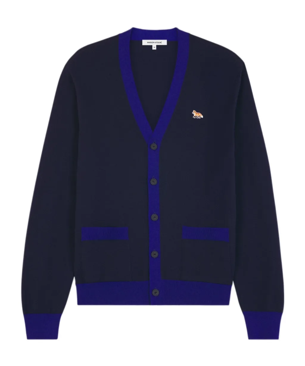 Baby Fox-Patch Button-Up Cardigan