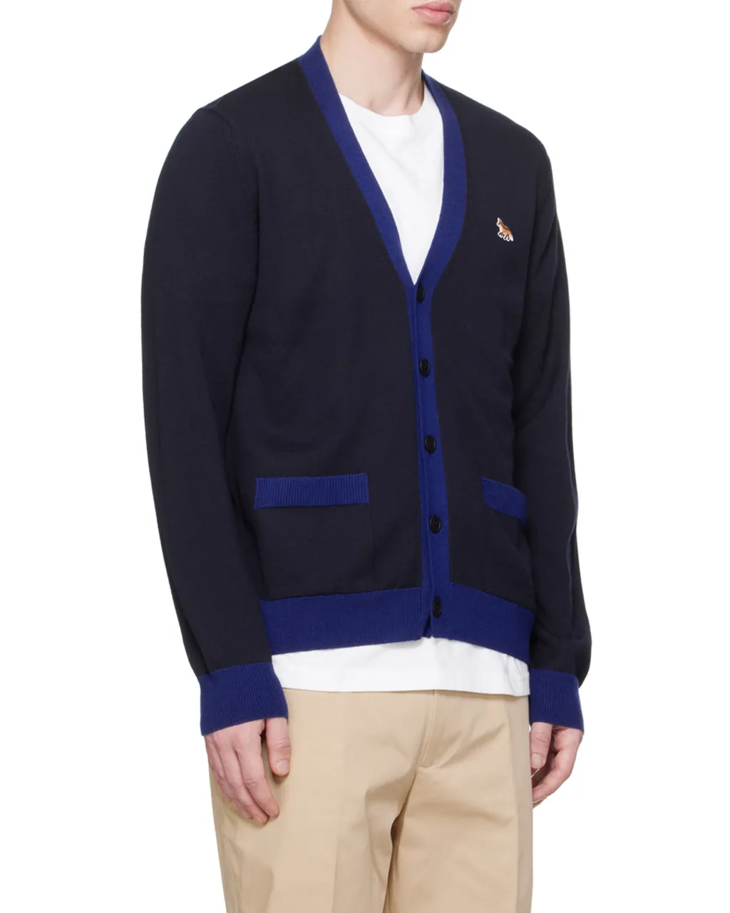 Baby Fox-Patch Button-Up Cardigan
