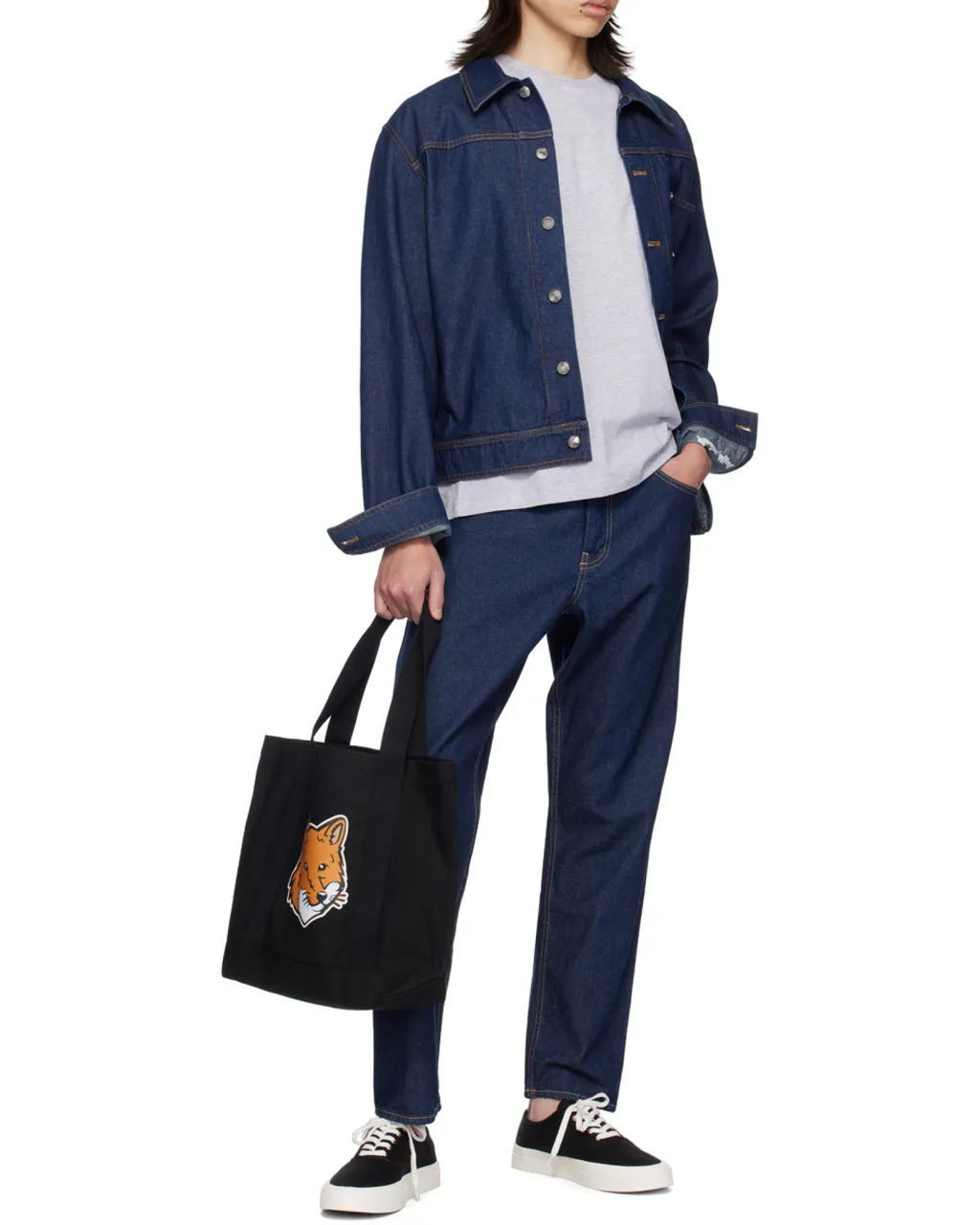 Chillax Fox Patch Crewneck T-Shirt