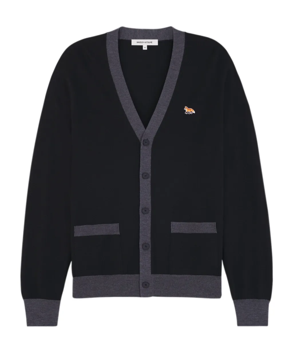 Baby Fox-Patch Button-Up Cardigan